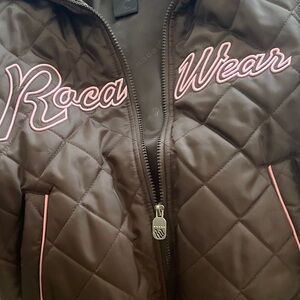 Rocawear Chocolate Quilted Jacket with Pink Details